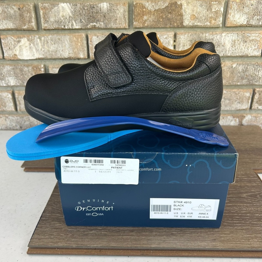 Dr. Comfort Annie X Therapeutic Casual Shoe Womens 11W Black Hook and Loop NEW